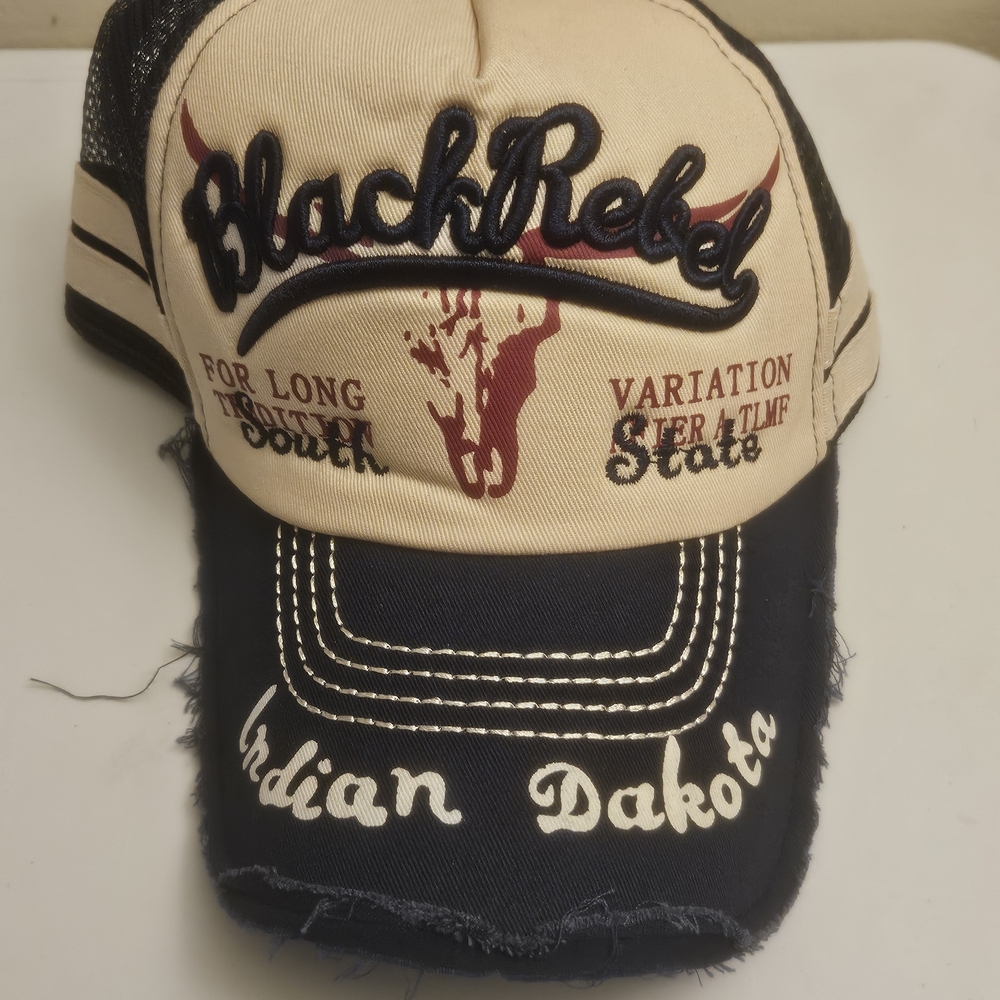 Beige and Black Men's Cap